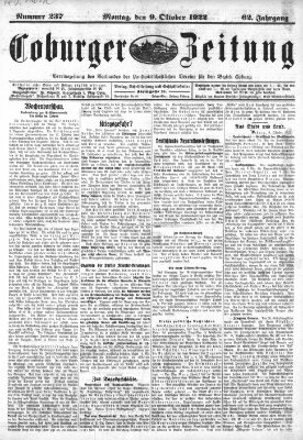 Coburger Zeitung Montag 9. Oktober 1922