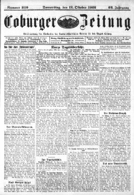 Coburger Zeitung Donnerstag 12. Oktober 1922