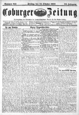 Coburger Zeitung Freitag 13. Oktober 1922