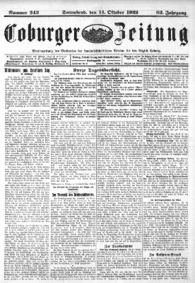 Coburger Zeitung Samstag 14. Oktober 1922