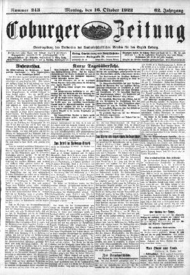 Coburger Zeitung Montag 16. Oktober 1922