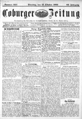 Coburger Zeitung Dienstag 17. Oktober 1922