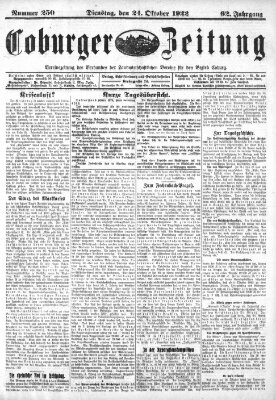 Coburger Zeitung Dienstag 24. Oktober 1922