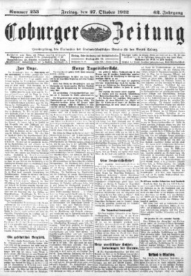 Coburger Zeitung Freitag 27. Oktober 1922