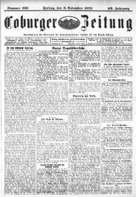 Coburger Zeitung Freitag 3. November 1922