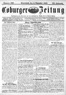 Coburger Zeitung Samstag 4. November 1922