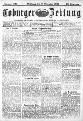 Coburger Zeitung Mittwoch 8. November 1922