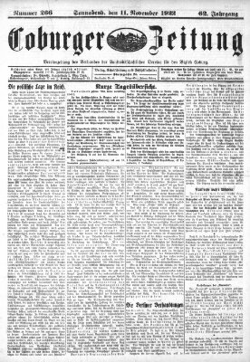 Coburger Zeitung Samstag 11. November 1922