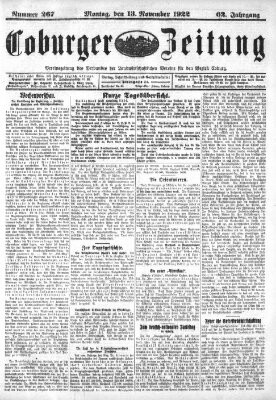 Coburger Zeitung Montag 13. November 1922