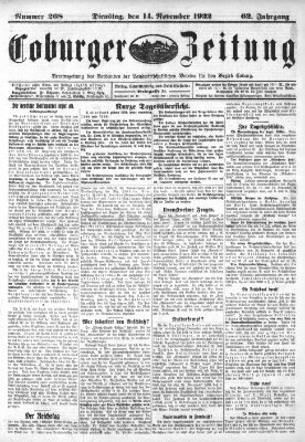 Coburger Zeitung Dienstag 14. November 1922