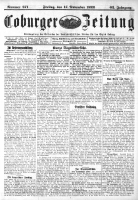 Coburger Zeitung Freitag 17. November 1922