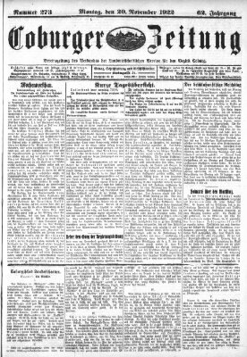 Coburger Zeitung Montag 20. November 1922