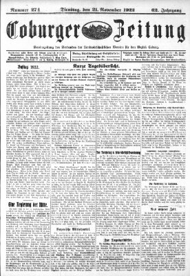 Coburger Zeitung Dienstag 21. November 1922