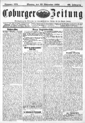 Coburger Zeitung Montag 27. November 1922