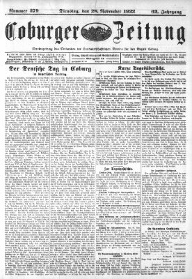 Coburger Zeitung Dienstag 28. November 1922