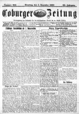 Coburger Zeitung Dienstag 5. Dezember 1922