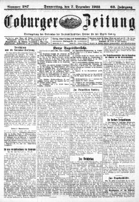 Coburger Zeitung Donnerstag 7. Dezember 1922