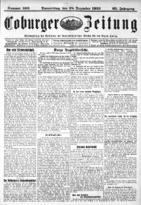 Coburger Zeitung Donnerstag 28. Dezember 1922