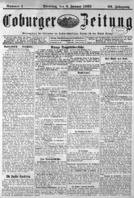 Coburger Zeitung Dienstag 2. Januar 1923