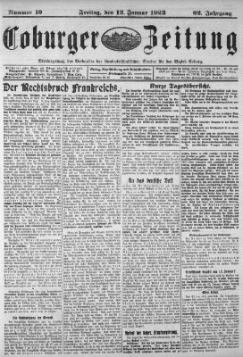 Coburger Zeitung Freitag 12. Januar 1923