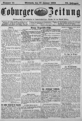 Coburger Zeitung Mittwoch 17. Januar 1923