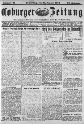 Coburger Zeitung Donnerstag 25. Januar 1923