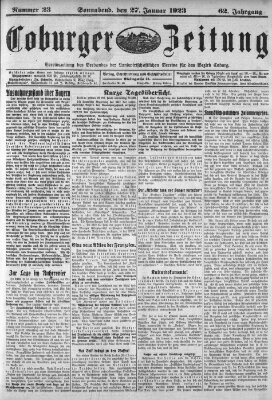 Coburger Zeitung Samstag 27. Januar 1923