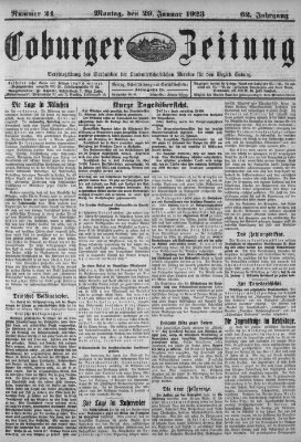 Coburger Zeitung Montag 29. Januar 1923