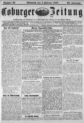 Coburger Zeitung Mittwoch 7. Februar 1923