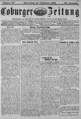 Coburger Zeitung Donnerstag 8. Februar 1923