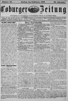 Coburger Zeitung Freitag 9. Februar 1923