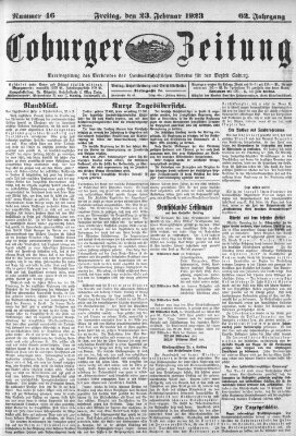 Coburger Zeitung Freitag 23. Februar 1923