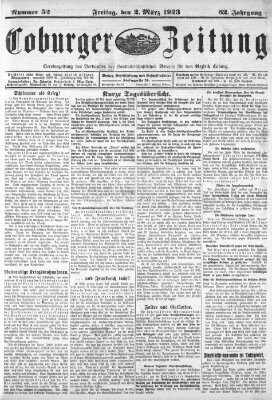 Coburger Zeitung Freitag 2. März 1923