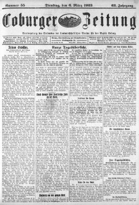 Coburger Zeitung Dienstag 6. März 1923