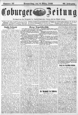 Coburger Zeitung Donnerstag 8. März 1923