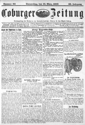 Coburger Zeitung Donnerstag 15. März 1923