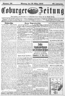 Coburger Zeitung Montag 19. März 1923