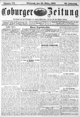 Coburger Zeitung Mittwoch 28. März 1923