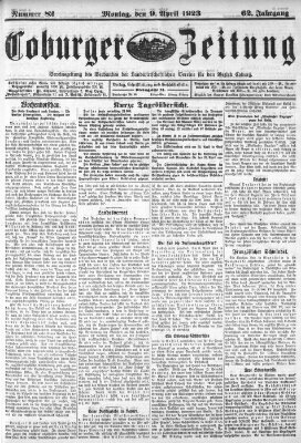 Coburger Zeitung Montag 9. April 1923