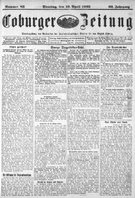 Coburger Zeitung Dienstag 10. April 1923