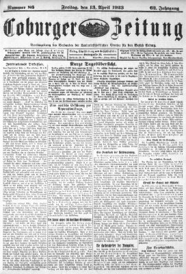 Coburger Zeitung Freitag 13. April 1923