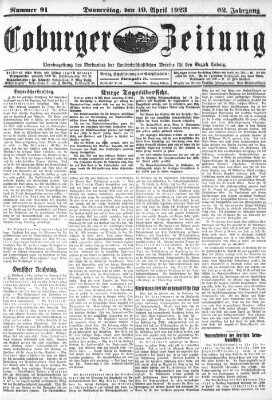 Coburger Zeitung Donnerstag 19. April 1923