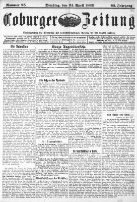 Coburger Zeitung Dienstag 24. April 1923