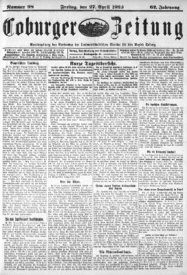 Coburger Zeitung Freitag 27. April 1923