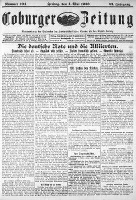 Coburger Zeitung Freitag 4. Mai 1923