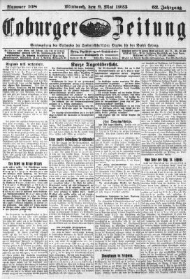 Coburger Zeitung Mittwoch 9. Mai 1923