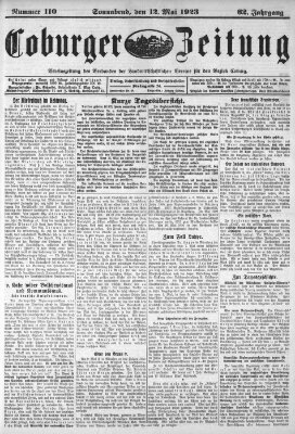 Coburger Zeitung Samstag 12. Mai 1923