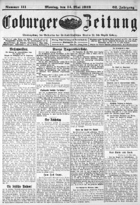 Coburger Zeitung Montag 14. Mai 1923