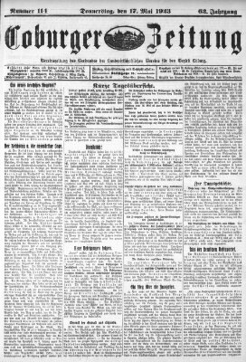 Coburger Zeitung Donnerstag 17. Mai 1923