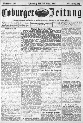 Coburger Zeitung Dienstag 29. Mai 1923